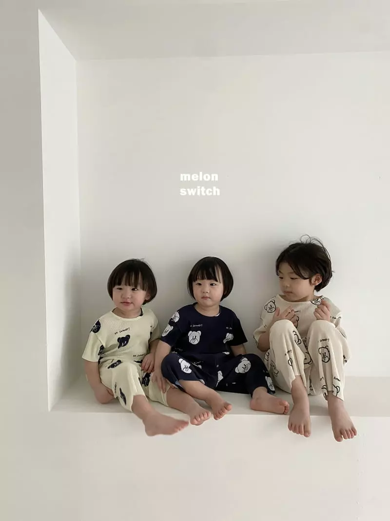Melon Switch - Korean Children Fashion - #childofig - Bear Bear Pleats Top Bottom Set