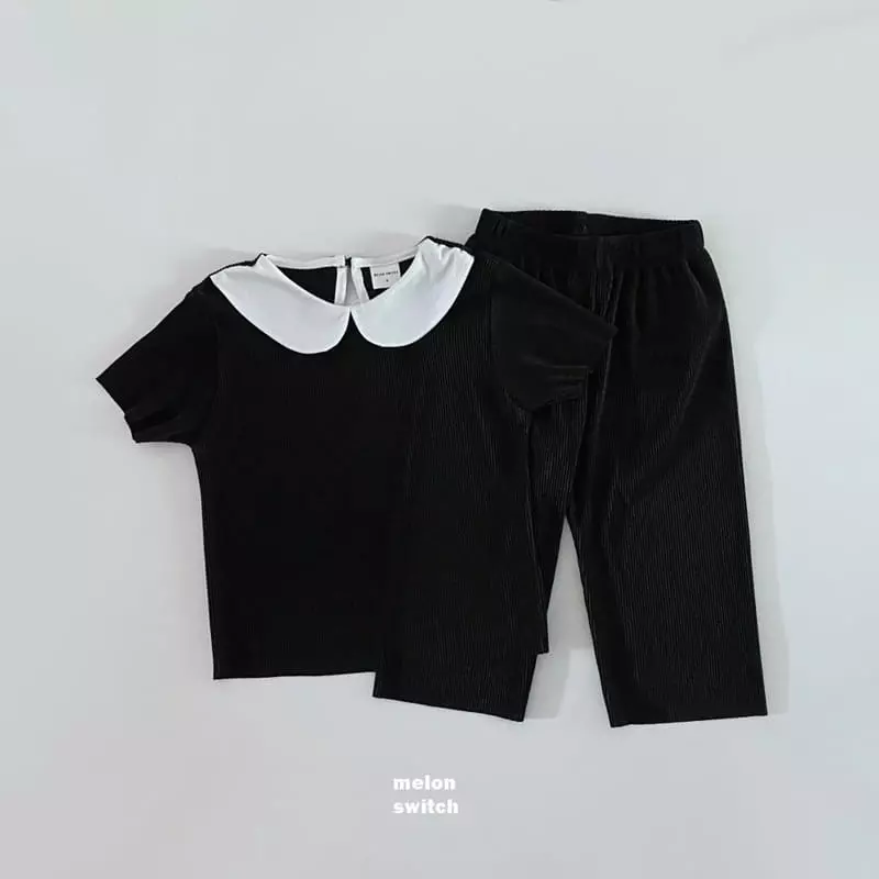 Melon Switch - Korean Children Fashion - #childofig - Circle Collar Pleats Top Bottom Set - 12