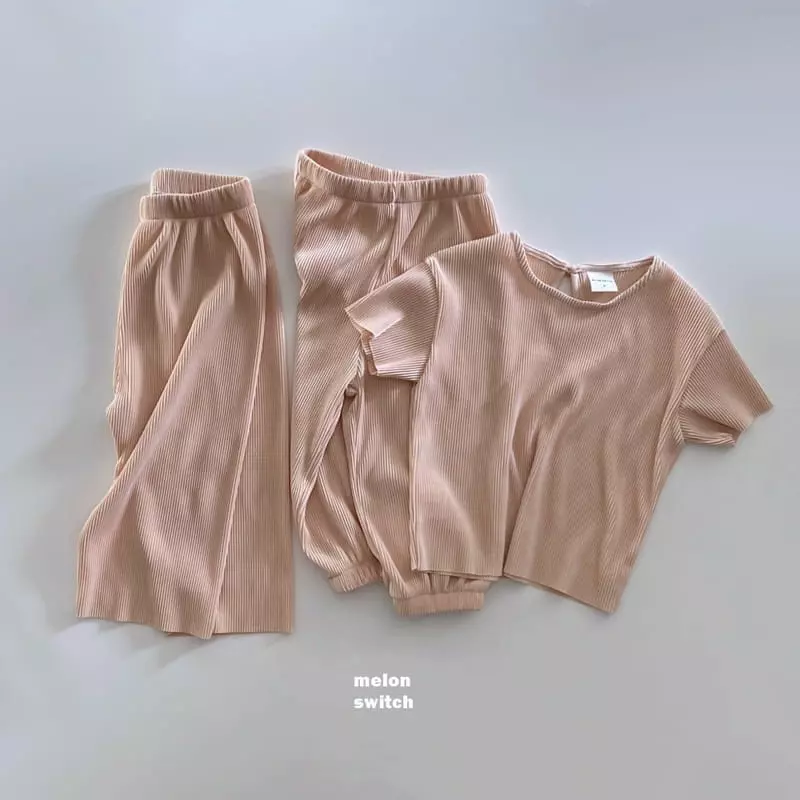 Melon Switch - Korean Children Fashion - #childrensboutique - Melon Pleats Top Bottom Set - 11