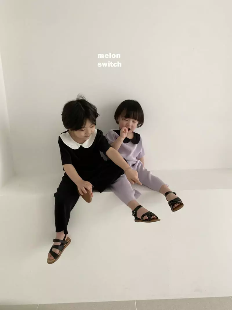 Melon Switch - Korean Children Fashion - #fashionkids - Circle Collar Pleats Top Bottom Set - 4