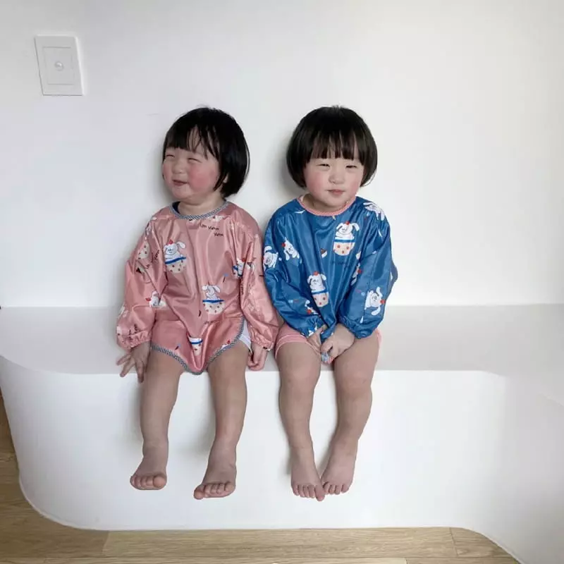 Melon Switch - Korean Children Fashion - #kidsstore - Nyam Nyam Long Sleeves Waterproof Bib - 2