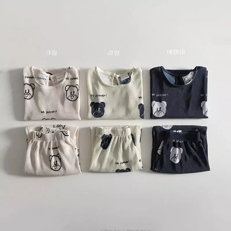 Melon Switch - Korean Children Fashion - #kidzfashiontrend - Bear Bear Pleats Top Bottom Set - 8