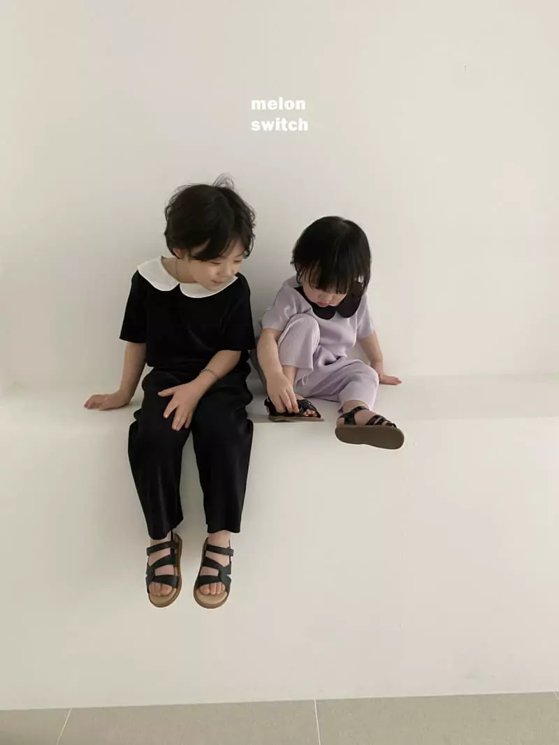 Melon Switch - Korean Children Fashion - #kidzfashiontrend - Circle Collar Pleats Top Bottom Set - 6