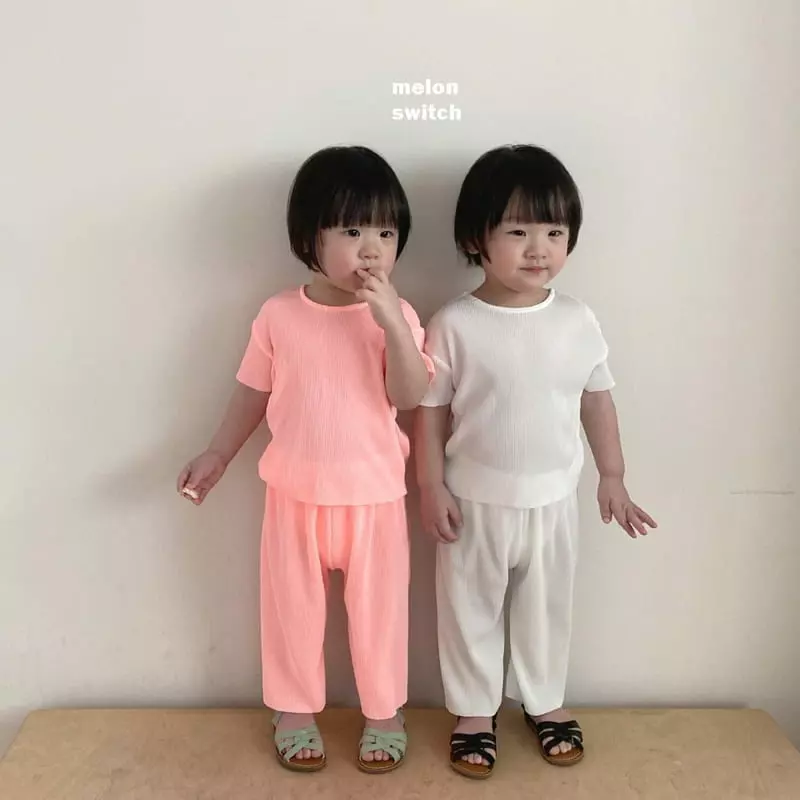 Melon Switch - Korean Children Fashion - #kidzfashiontrend - Melon Pleats Top Bottom Set - 3