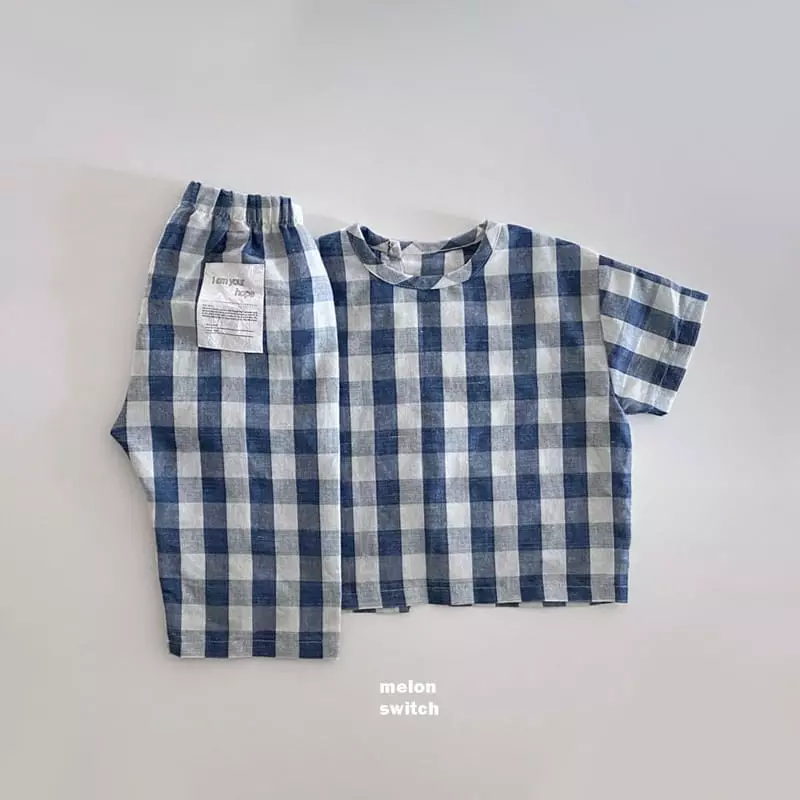Melon Switch - Korean Children Fashion - #littlefashionista - Cream Check Top Bottom Set - 12