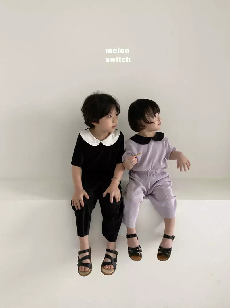 Melon Switch - Korean Children Fashion - #littlefashionista - Circle Collar Pleats Top Bottom Set - 8