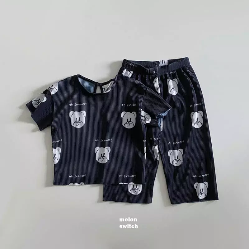 Melon Switch - Korean Children Fashion - #magicofchildhood - Bear Bear Pleats Top Bottom Set - 11
