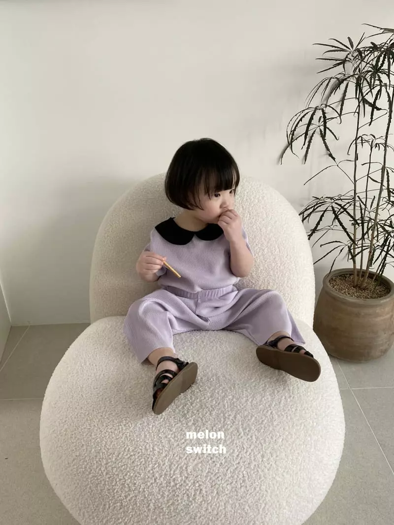Melon Switch - Korean Children Fashion - #magicofchildhood - Circle Collar Pleats Top Bottom Set - 9