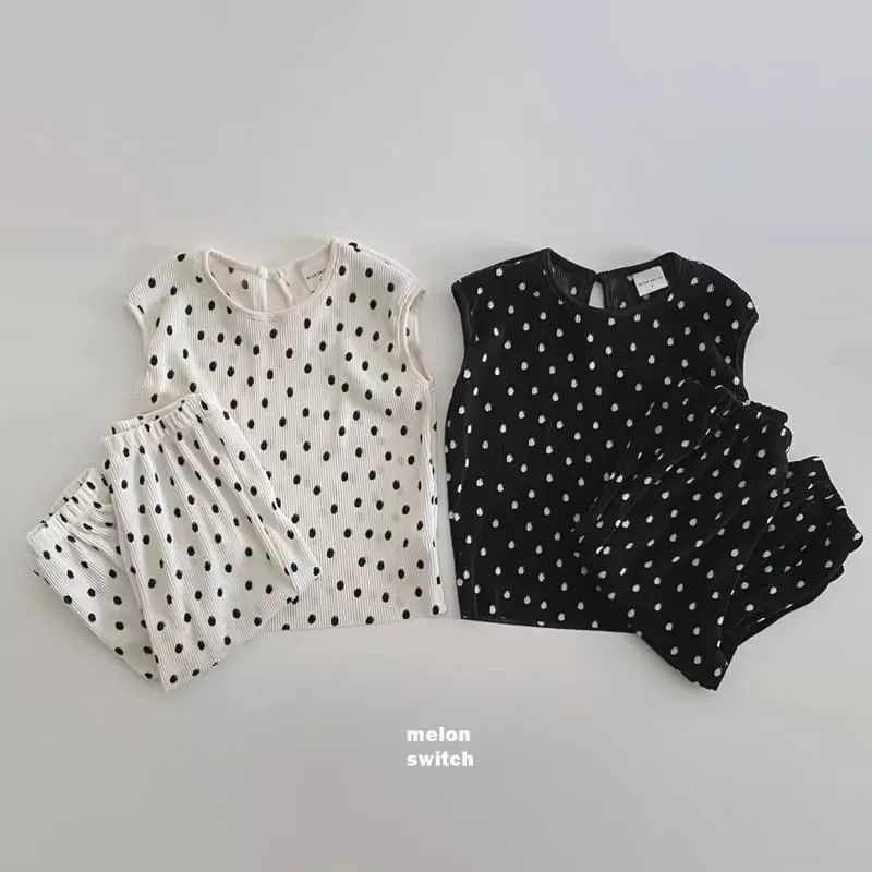 Melon Switch - Korean Children Fashion - #magicofchildhood - Dot Pleats Top Bottom Set - 8