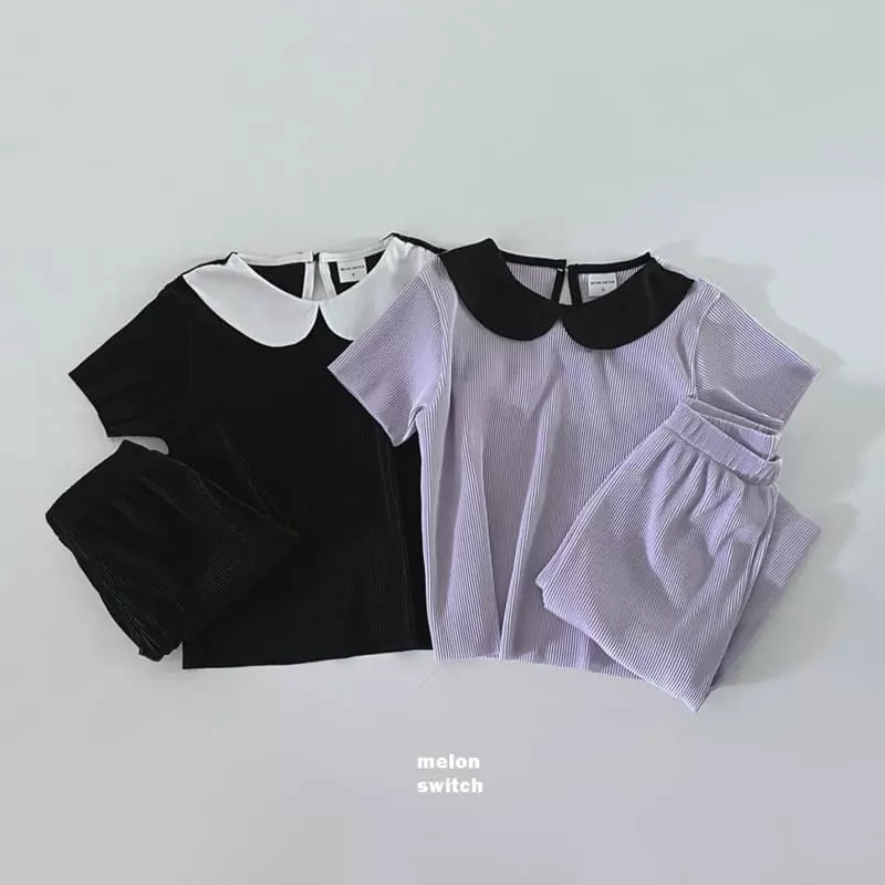 Melon Switch - Korean Children Fashion - #minifashionista - Circle Collar Pleats Top Bottom Set - 10