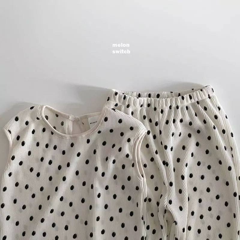 Melon Switch - Korean Children Fashion - #minifashionista - Dot Pleats Top Bottom Set - 9