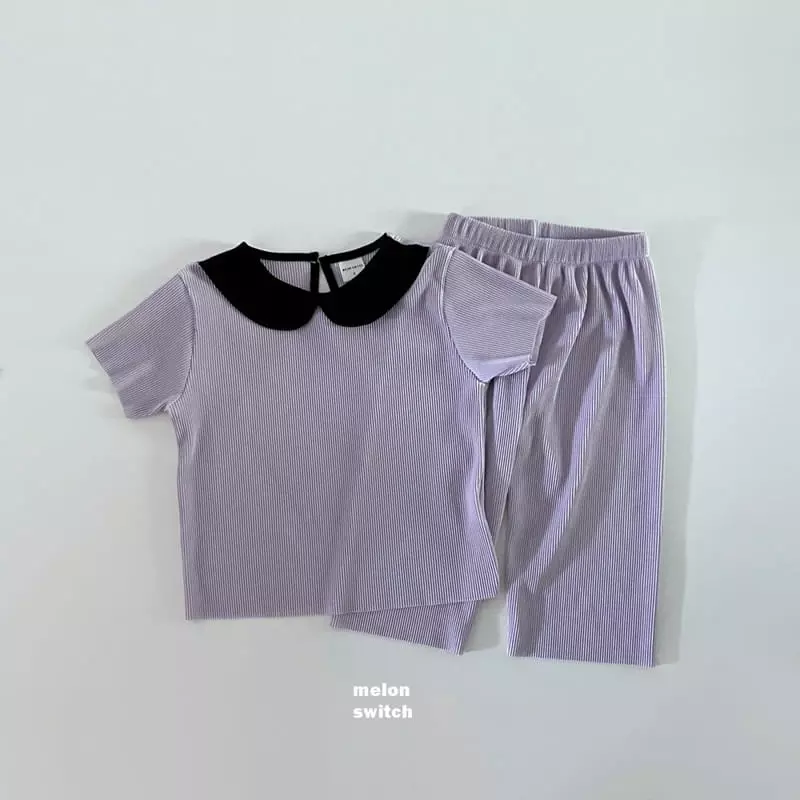 Melon Switch - Korean Children Fashion - #prettylittlegirls - Circle Collar Pleats Top Bottom Set - 11