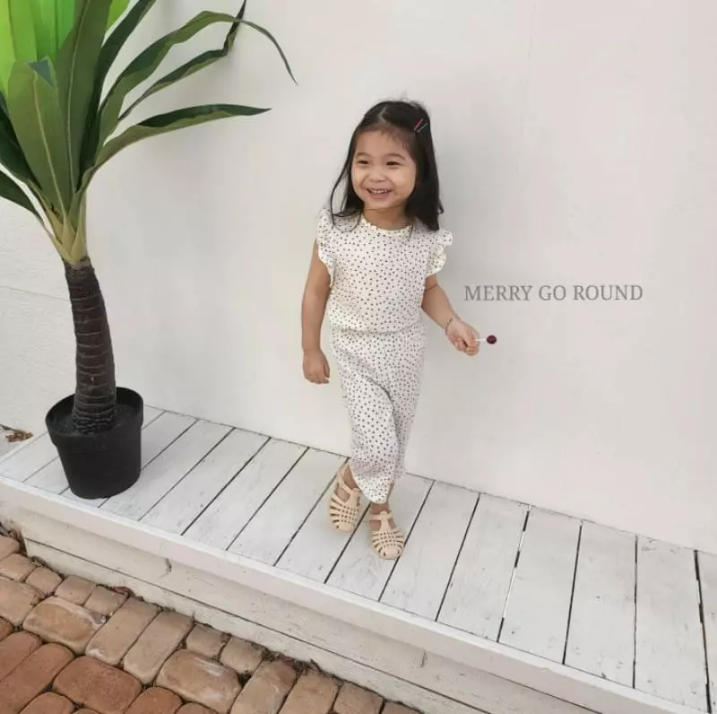 Merry Go Round - Korean Children Fashion - #designkidswear - Frill Top Bottom Set - 7