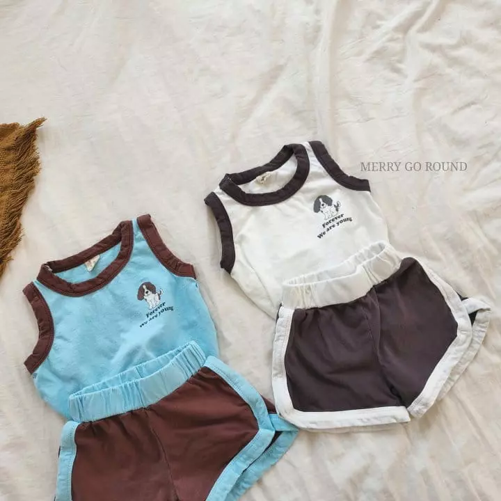 Merry Go Round - Korean Children Fashion - #kidsshorts - Puppy Top Bottom Set - 9