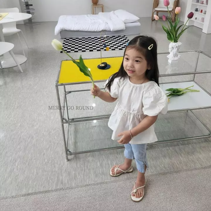 Merry Go Round - Korean Children Fashion - #kidsshorts - Puff Ribbon Blouse - 10