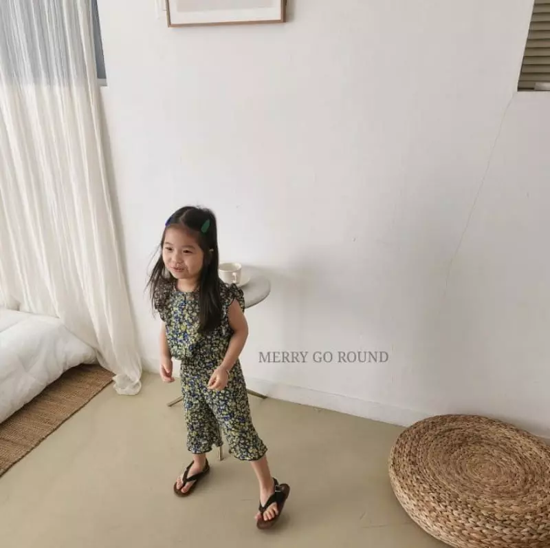 Merry Go Round - Korean Children Fashion - #todddlerfashion - Frill Top Bottom Set - 2