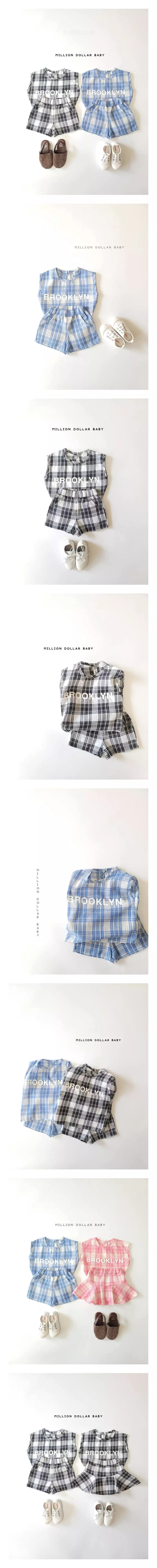 Million Dollar Baby - Korean Children Fashion - #fashionkids - Check Check Brook Top Pants Set