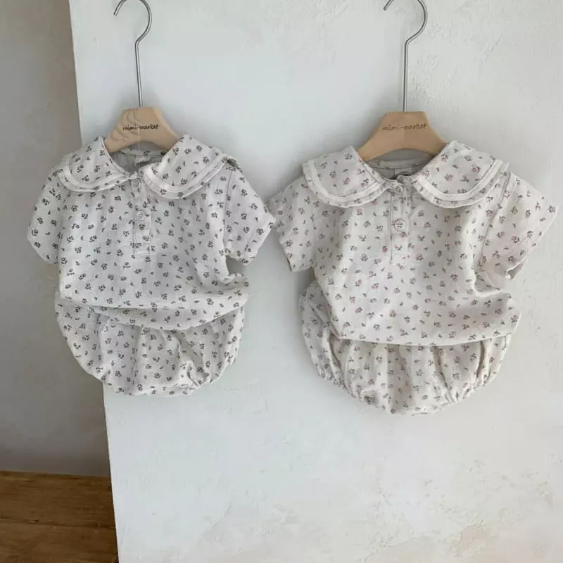 Mimi Market - Korean Baby Fashion - #babyboutiqueclothing - Flower Top Bottom Set - 12