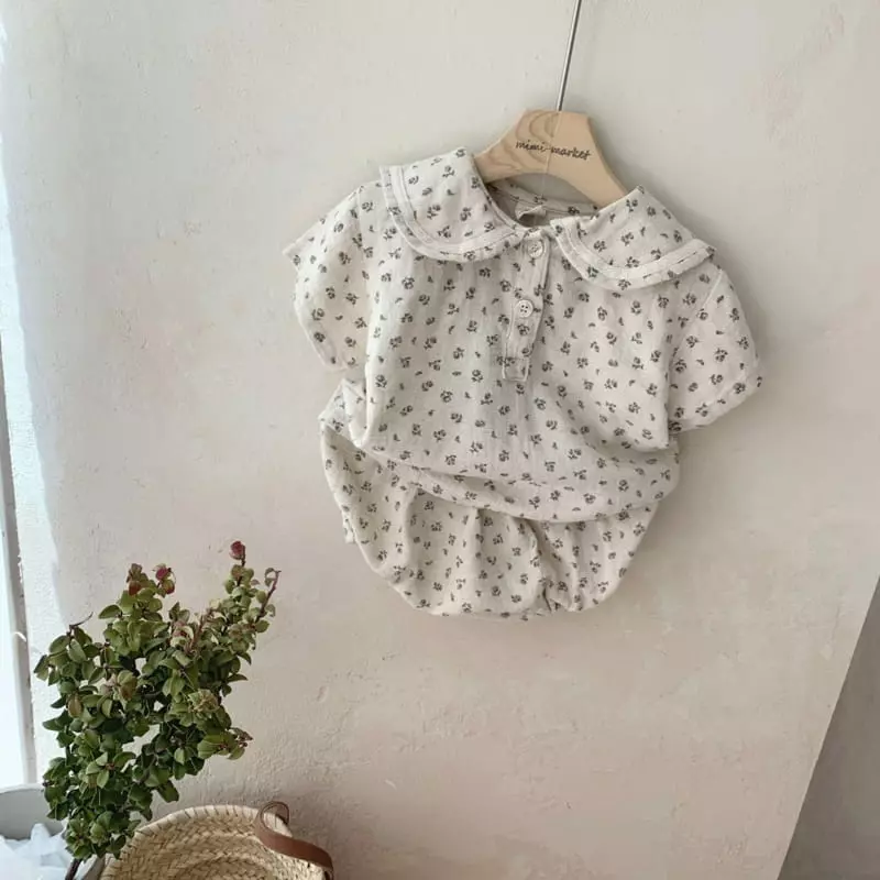 Mimi Market - Korean Baby Fashion - #babygirlfashion - Flower Top Bottom Set