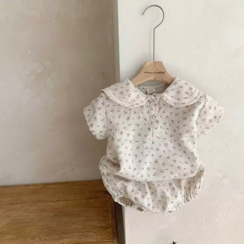 Mimi Market - Korean Baby Fashion - #babylifestyle - Flower Top Bottom Set - 2