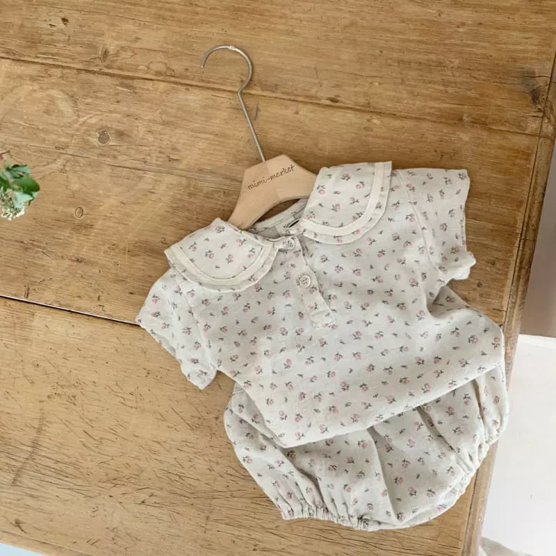 Mimi Market - Korean Baby Fashion - #babyoninstagram - Flower Top Bottom Set - 3