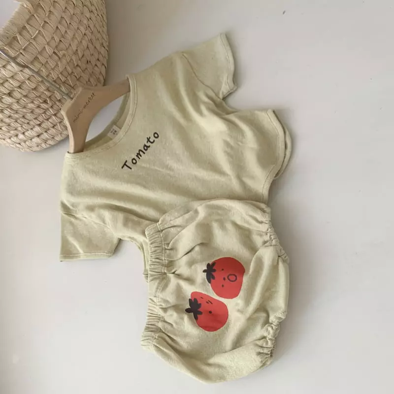 Mimi Market - Korean Baby Fashion - #babyootd - Tomato Top Bottom Set - 5