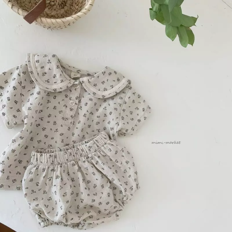 Mimi Market - Korean Baby Fashion - #babyoninstagram - Flower Top Bottom Set - 4