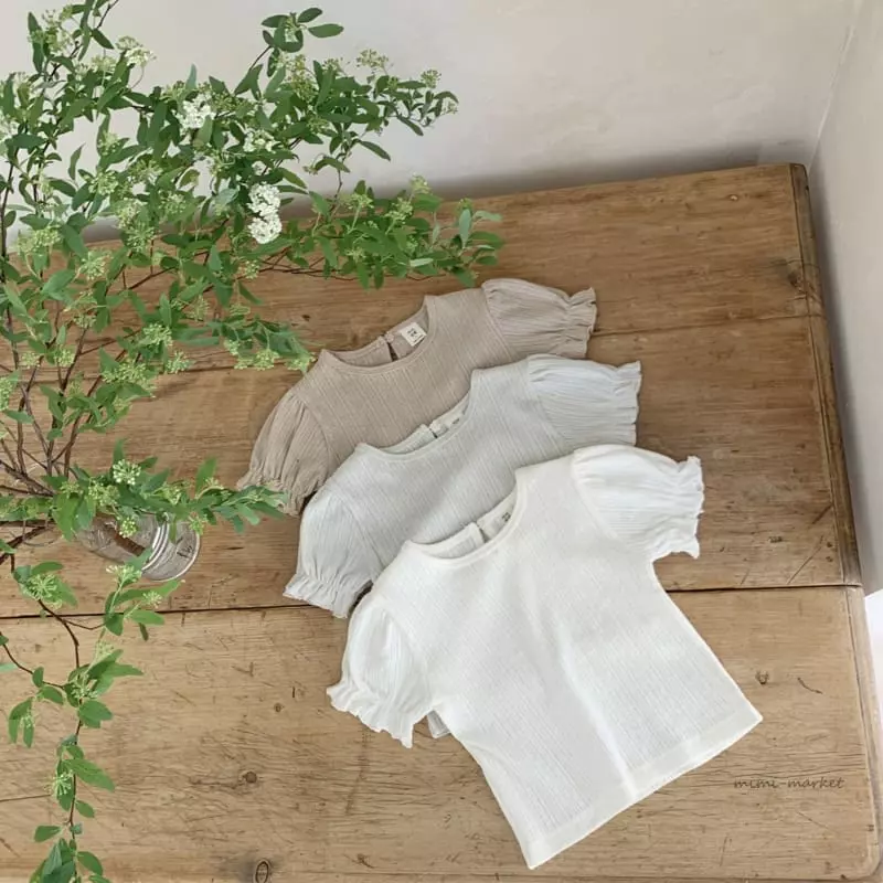 Mimi Market - Korean Baby Fashion - #babyoutfit - Eyelet Shirring Tee - 4