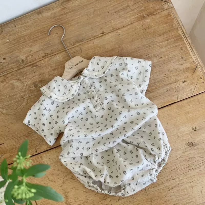 Mimi Market - Korean Baby Fashion - #onlinebabyshop - Flower Top Bottom Set - 9