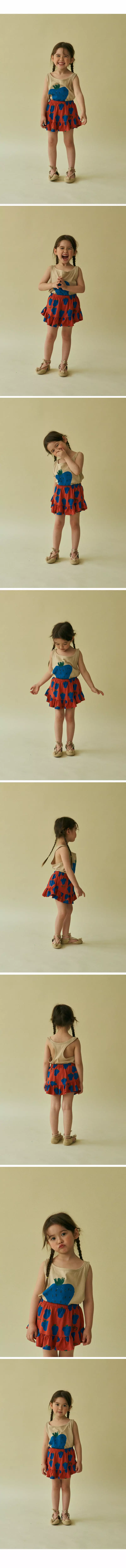 Mini Ps Market - Korean Children Fashion - #designkidswear - Blue Strawberry Printing Tank Top - 4