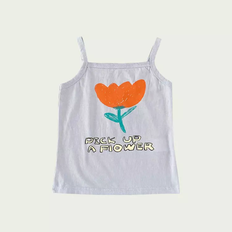 Mini Ps Market - Korean Children Fashion - #minifashionista - Pick Flower Printing Tank Top - 3