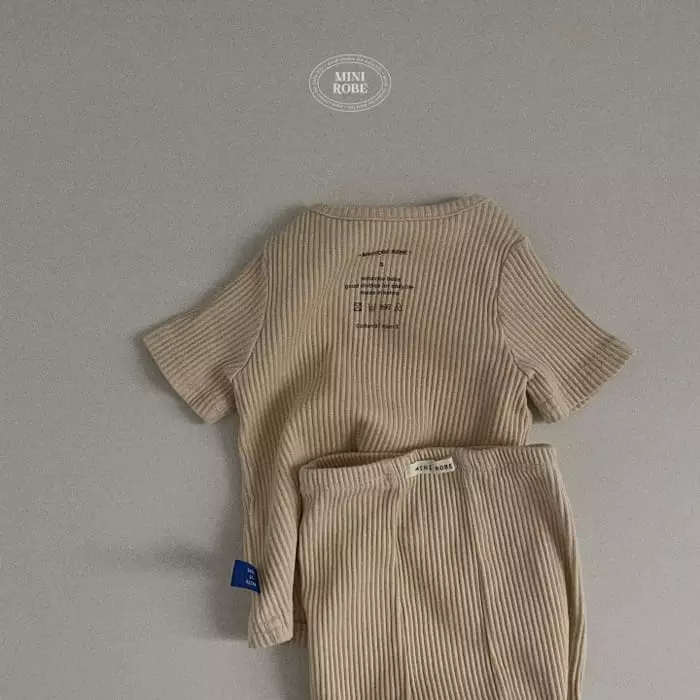 Mini Robe - Korean Baby Fashion - #babyboutique - Bebe Half Rib Top Bottom Set - 8