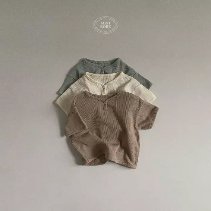 Mini Robe - Korean Baby Fashion - #babyboutiqueclothing - Bebe Waffle Piping Tee with Hat - 9