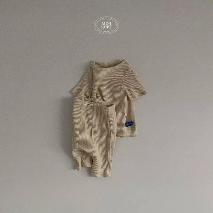 Mini Robe - Korean Baby Fashion - #babyboutiqueclothing - Bebe Half Rib Top Bottom Set - 9