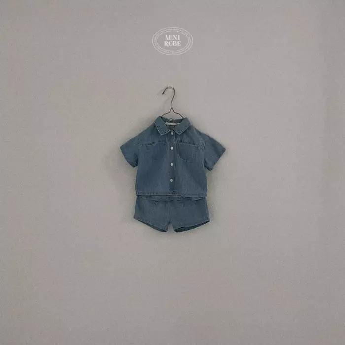 Mini Robe - Korean Baby Fashion - #babyclothing - Bebe Denim Shirt - 9
