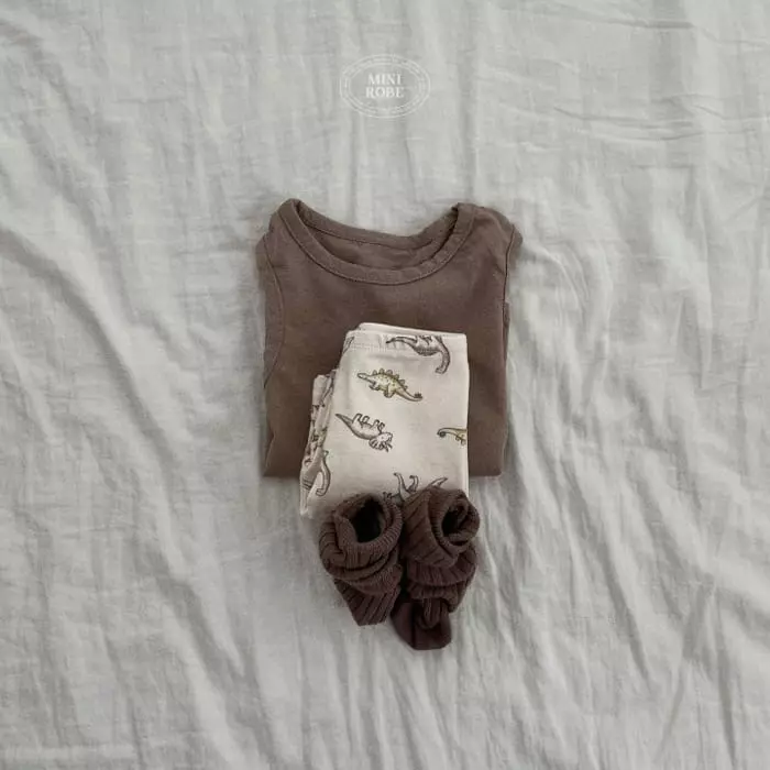 Mini Robe - Korean Baby Fashion - #babyclothing - Bebe Dino Top Bottom Set - 12