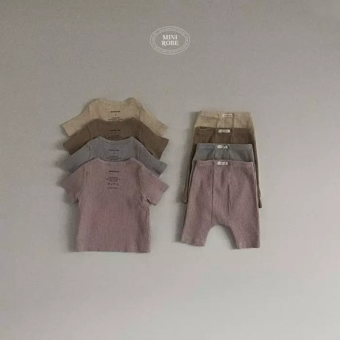 Mini Robe - Korean Baby Fashion - #babyclothing - Bebe Half Rib Top Bottom Set - 10