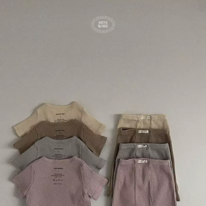 Mini Robe - Korean Baby Fashion - #babyfashion - Bebe Half Rib Top Bottom Set - 11