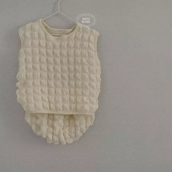 Mini Robe - Korean Baby Fashion - #babyfever - Bebe Melon Bread Top Bottom Set - 2