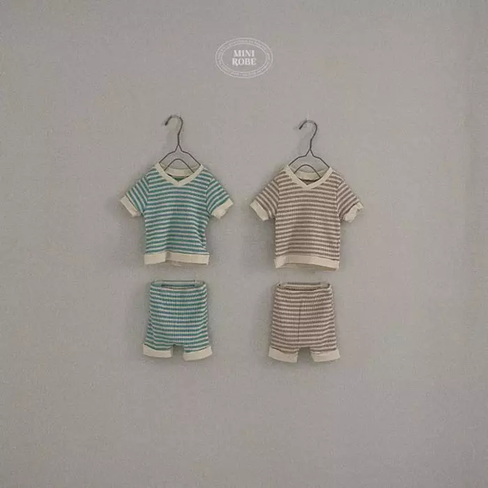 Mini Robe - Korean Baby Fashion - #babyfever - Bebe Triangle Top Bottom Set