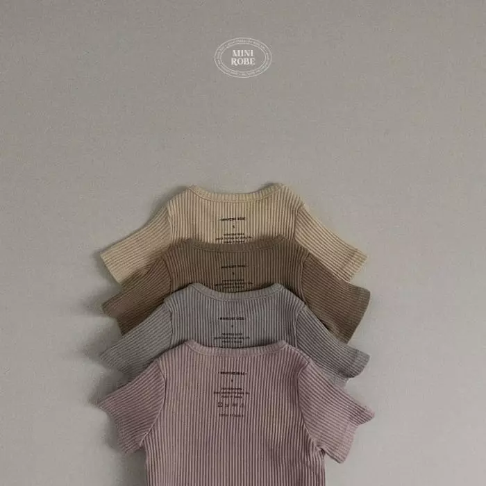 Mini Robe - Korean Baby Fashion - #babyfever - Bebe Half Rib Top Bottom Set - 12