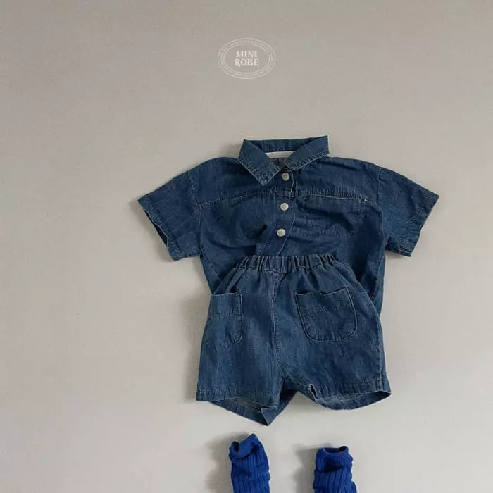 Mini Robe - Korean Baby Fashion - #babygirlfashion - Bebe Denim Shirt - 12