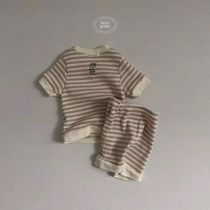Mini Robe - Korean Baby Fashion - #babylifestyle - Bebe Triangle Top Bottom Set - 3