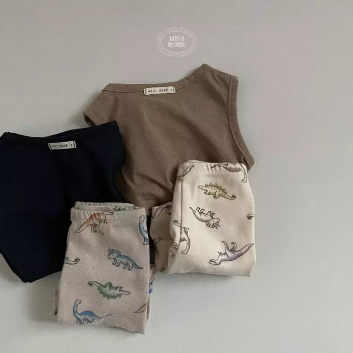 Mini Robe - Korean Baby Fashion - #babylifestyle - Bebe Dino Top Bottom Set