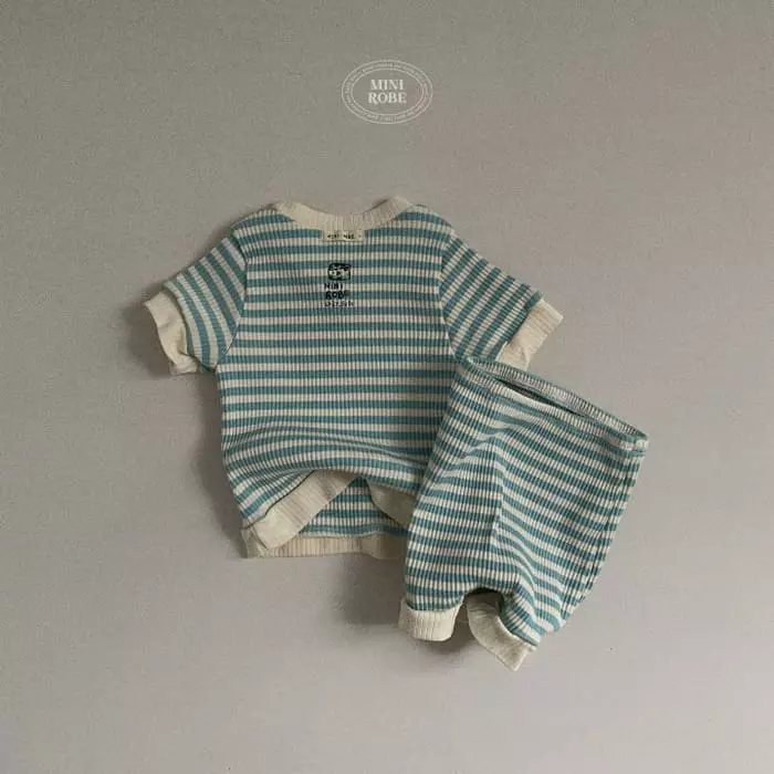 Mini Robe - Korean Baby Fashion - #babyootd - Bebe Triangle Top Bottom Set - 5