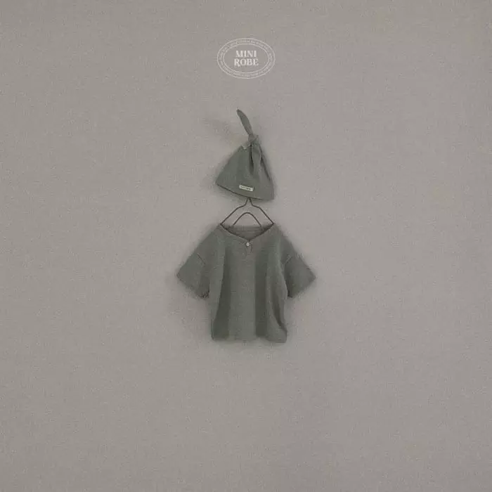 Mini Robe - Korean Baby Fashion - #babyootd - Bebe Waffle Piping Tee with Hat