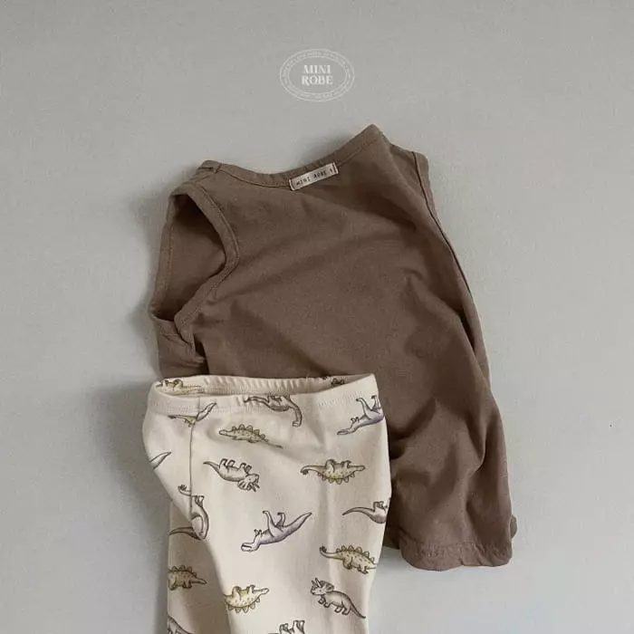 Mini Robe - Korean Baby Fashion - #babyootd - Bebe Dino Top Bottom Set - 3