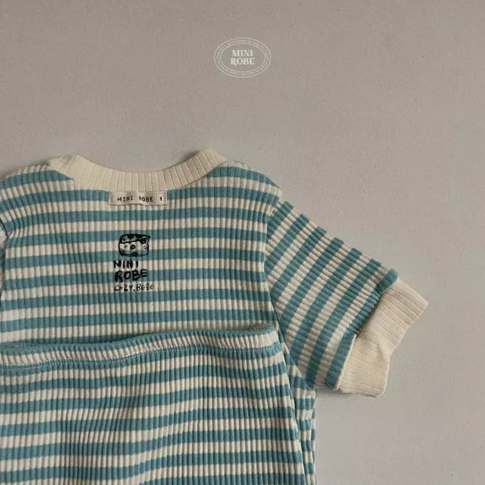 Mini Robe - Korean Baby Fashion - #babyoutfit - Bebe Triangle Top Bottom Set - 6