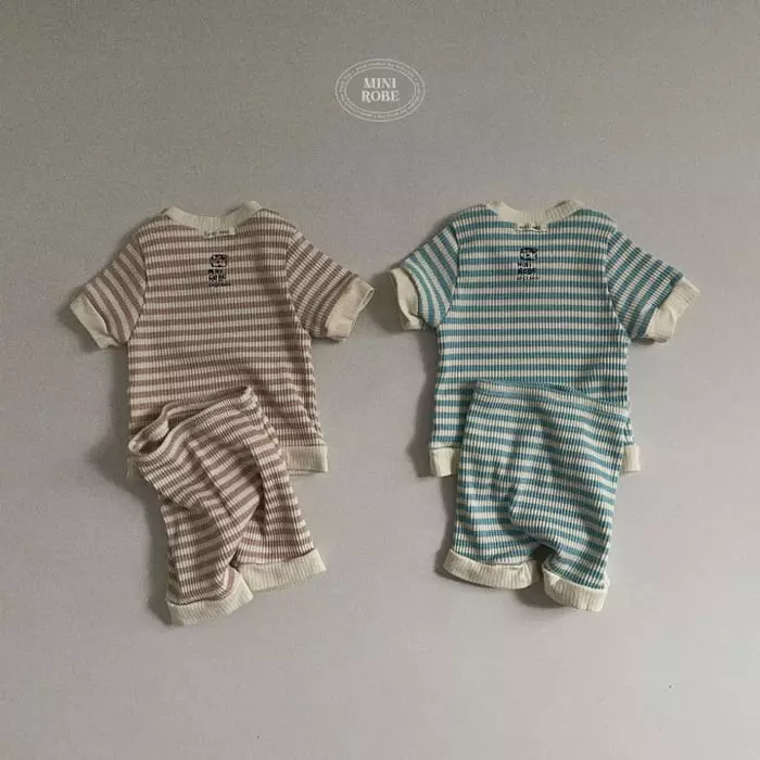 Mini Robe - Korean Baby Fashion - #babyoutfit - Bebe Triangle Top Bottom Set - 7