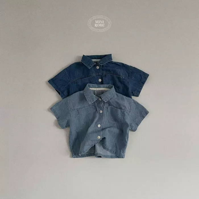 Mini Robe - Korean Baby Fashion - #babyoutfit - Bebe Denim Shirt
